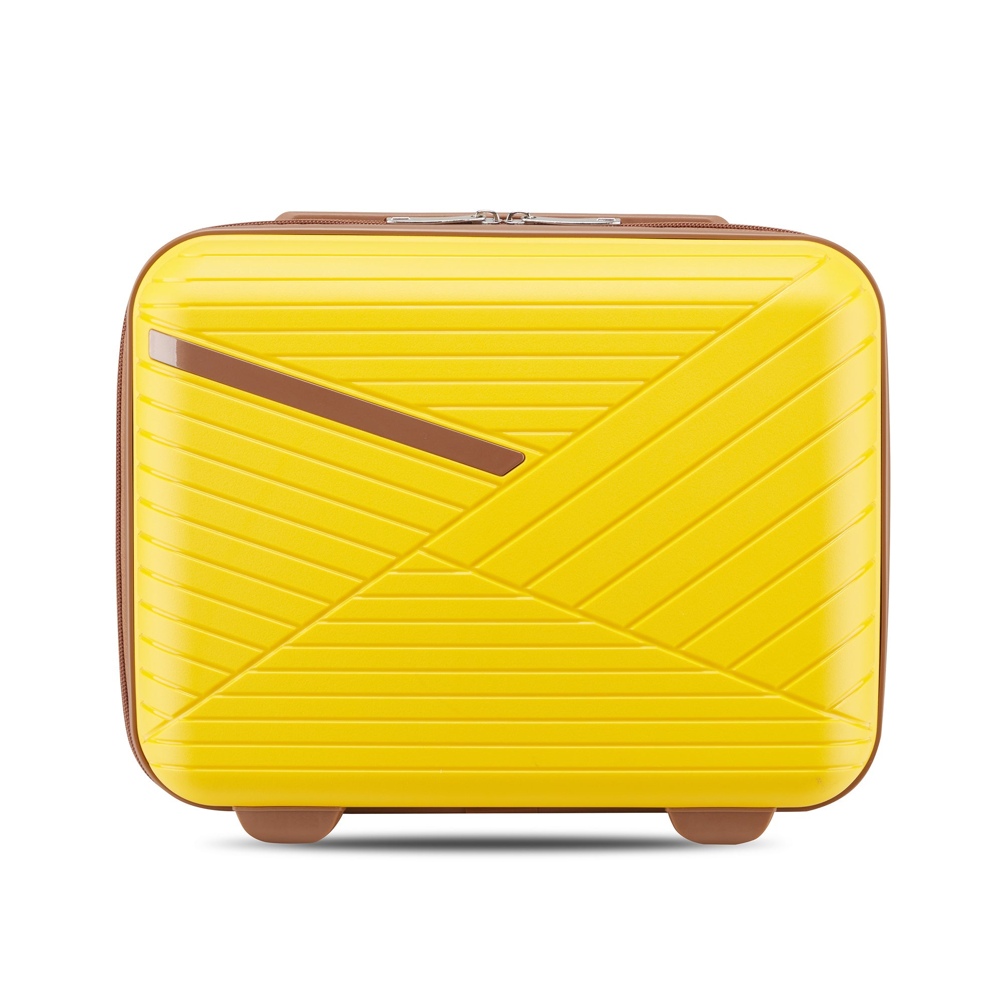 Four Piece Yellow Expandable Lightweight Suitcase with Four Double 360 Degrees Mute Spinner Wheels