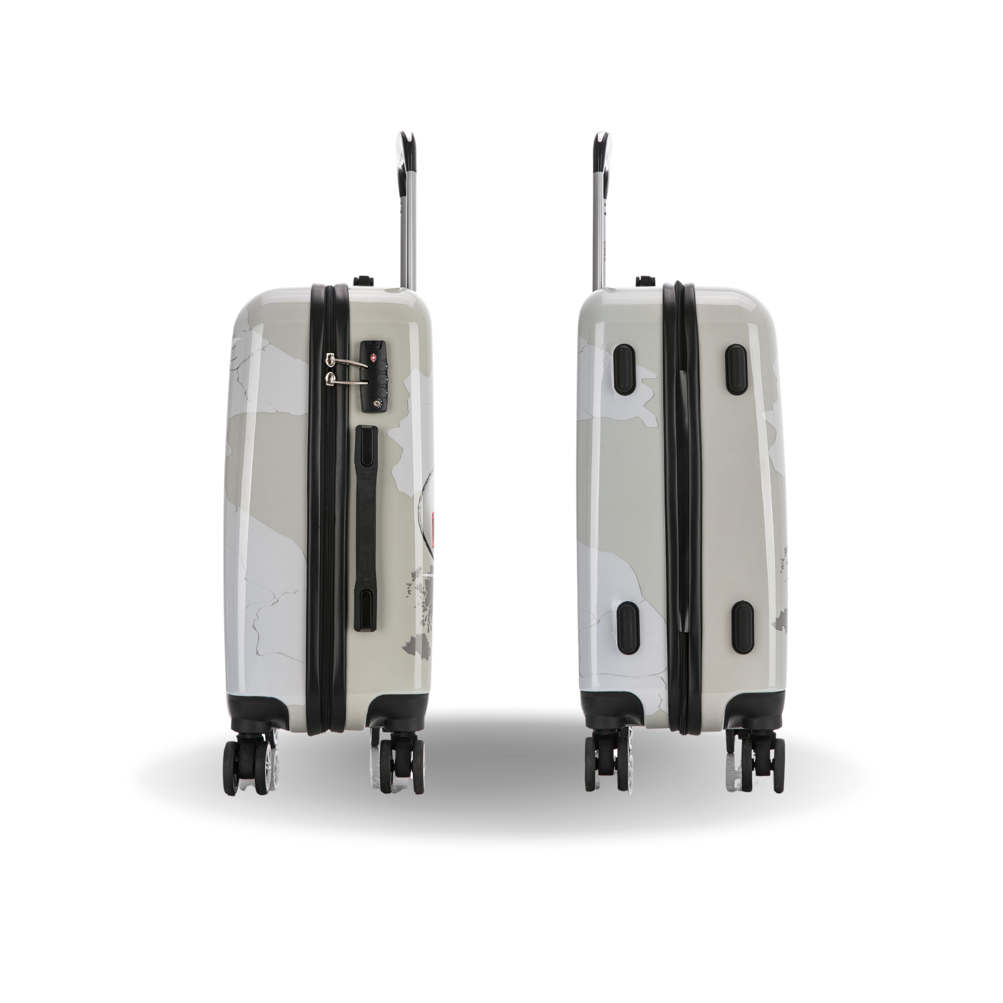 Two suitcases with a floral pattern on a white background