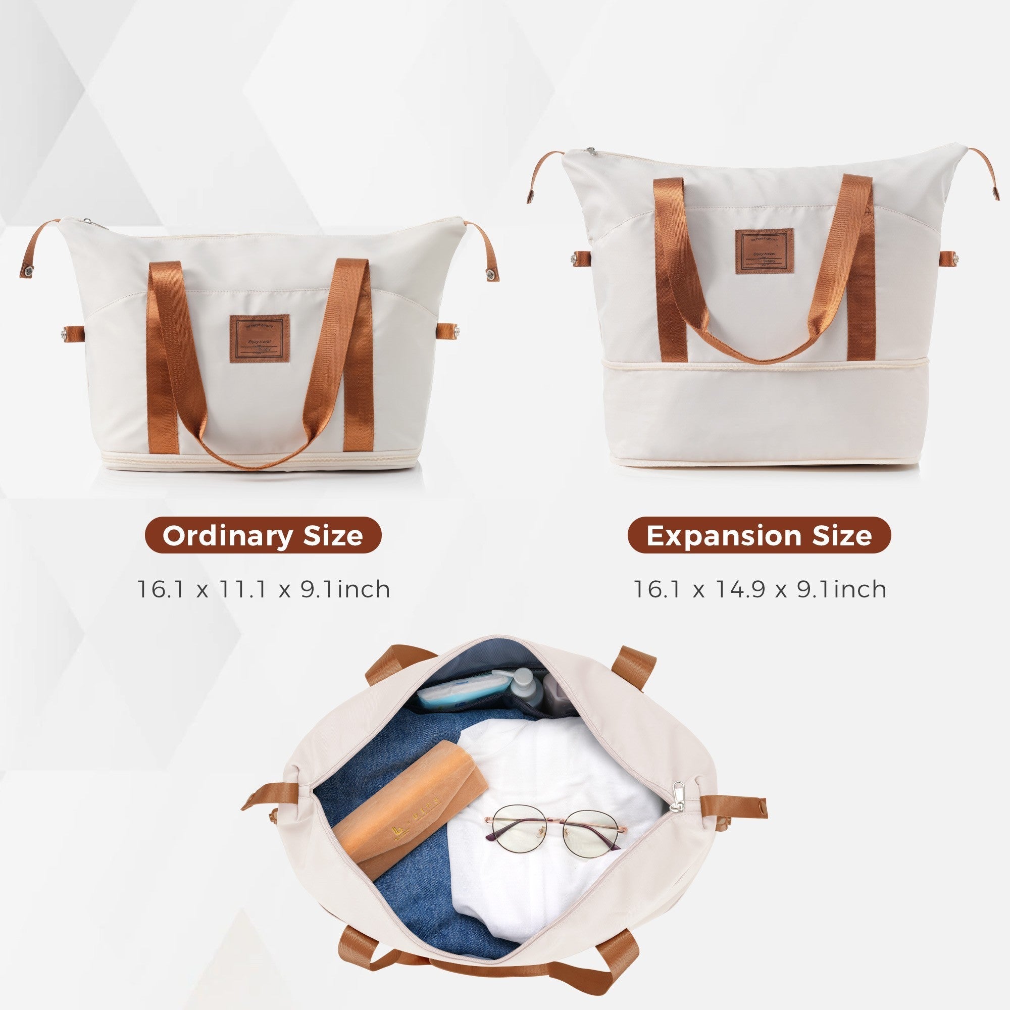  Ivory Expandable ABS Durable Suitcase with Travel Bag