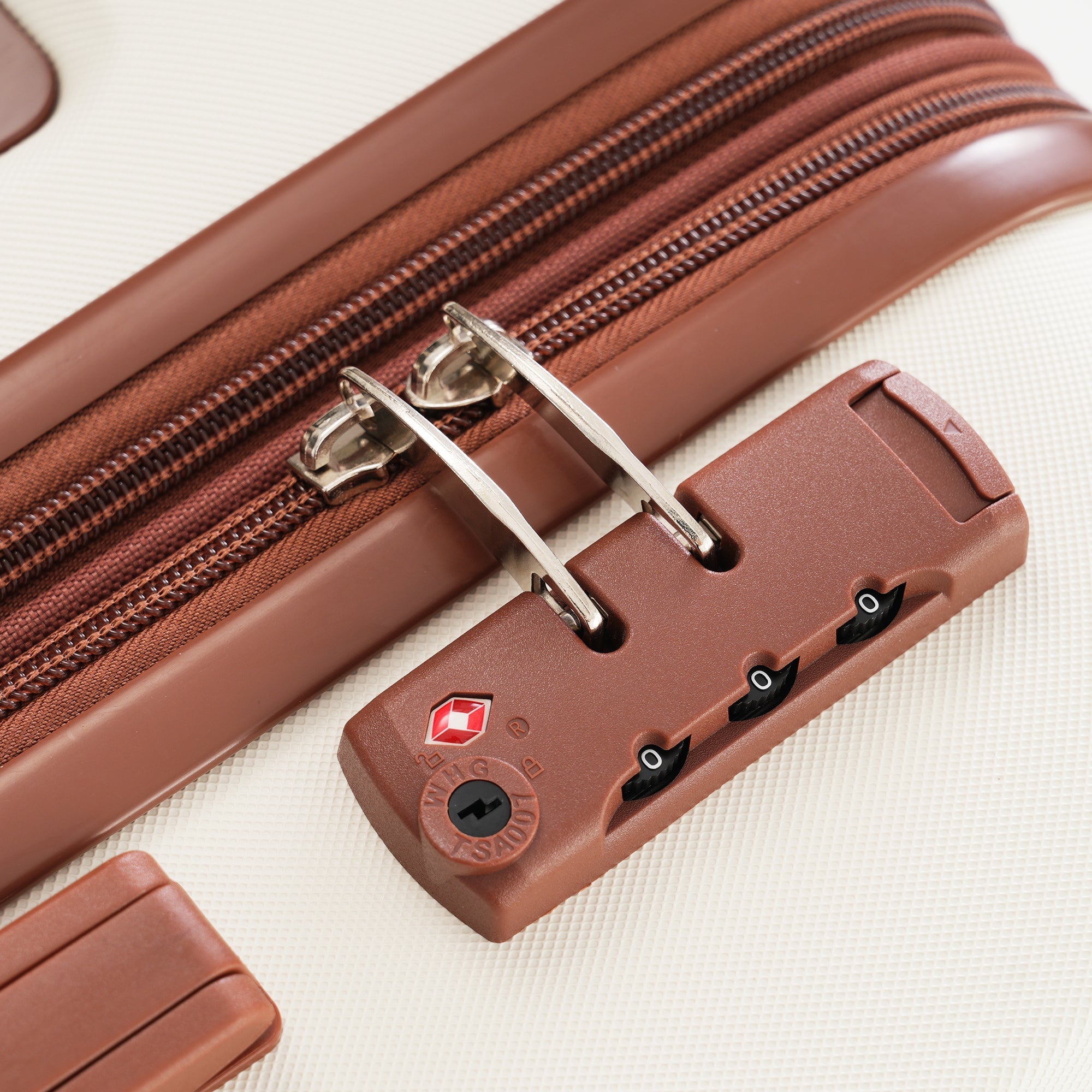 Brown and White Four Piece Luggage Set with Compression Packing Cubes for Suitcase Expandable Spinner Wheels Lightweight Suitcase with TSA Lock 16 IN+20IN+24IN+28IN