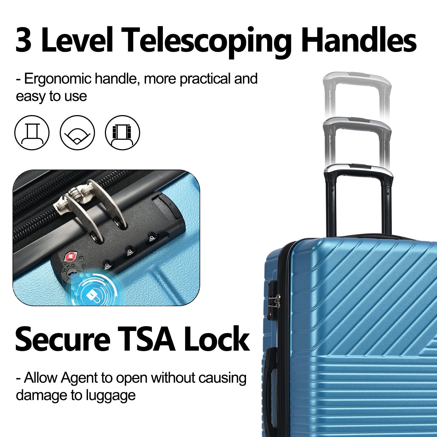 Three Piece Double Spinner with TSA Lock 