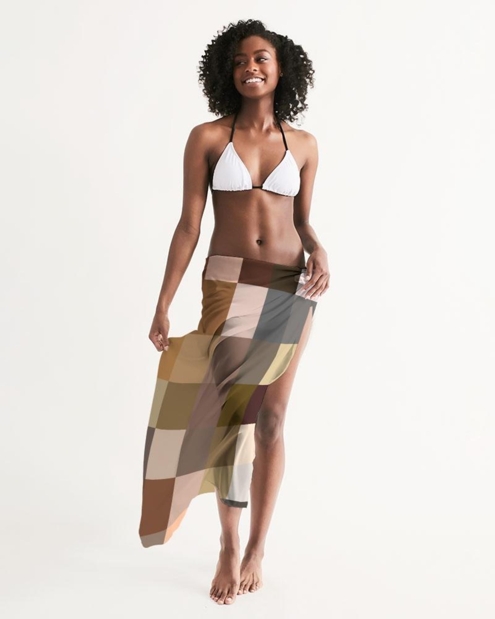 Brown Colorblock Multicolor Sarong