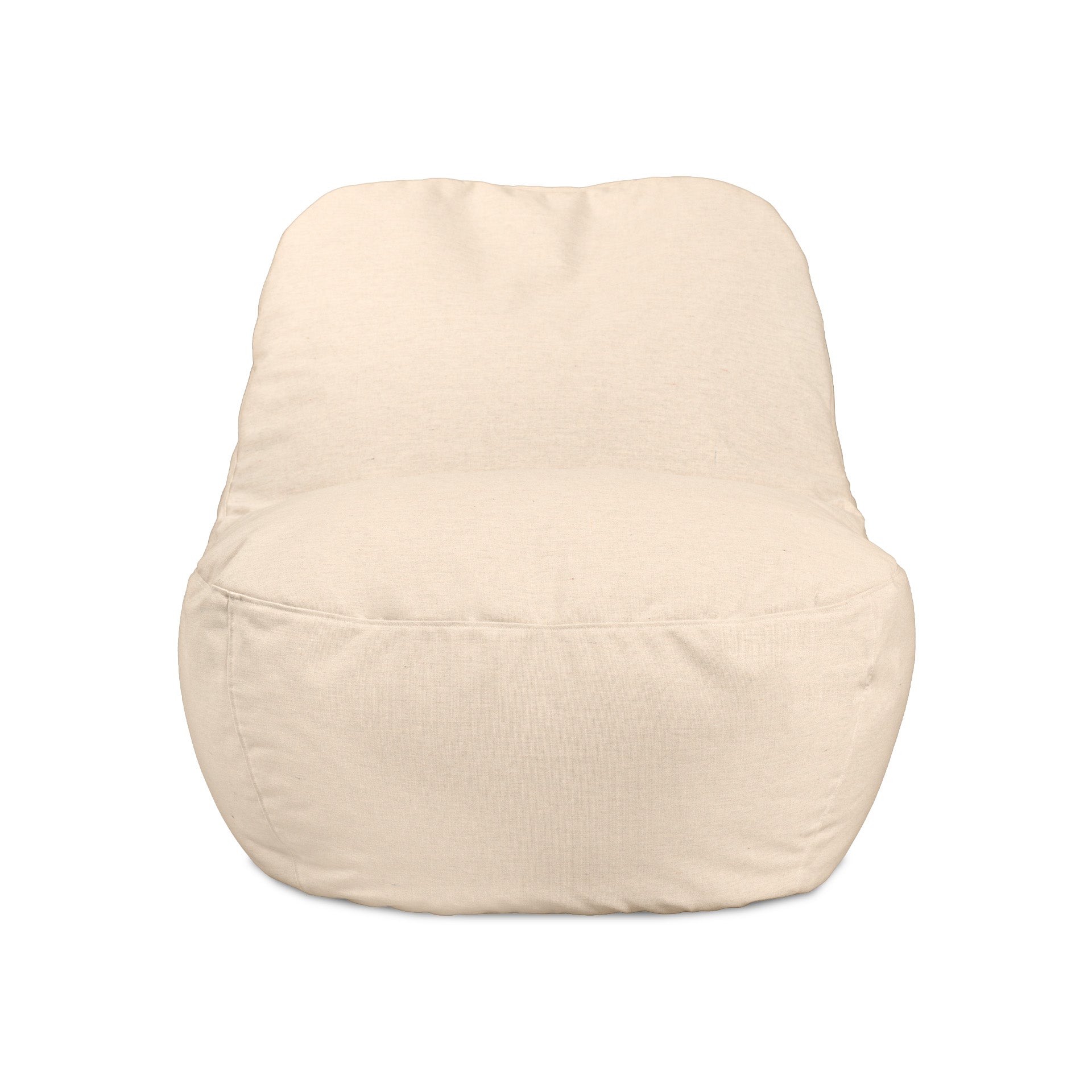 Beige bean bag chair on a white background