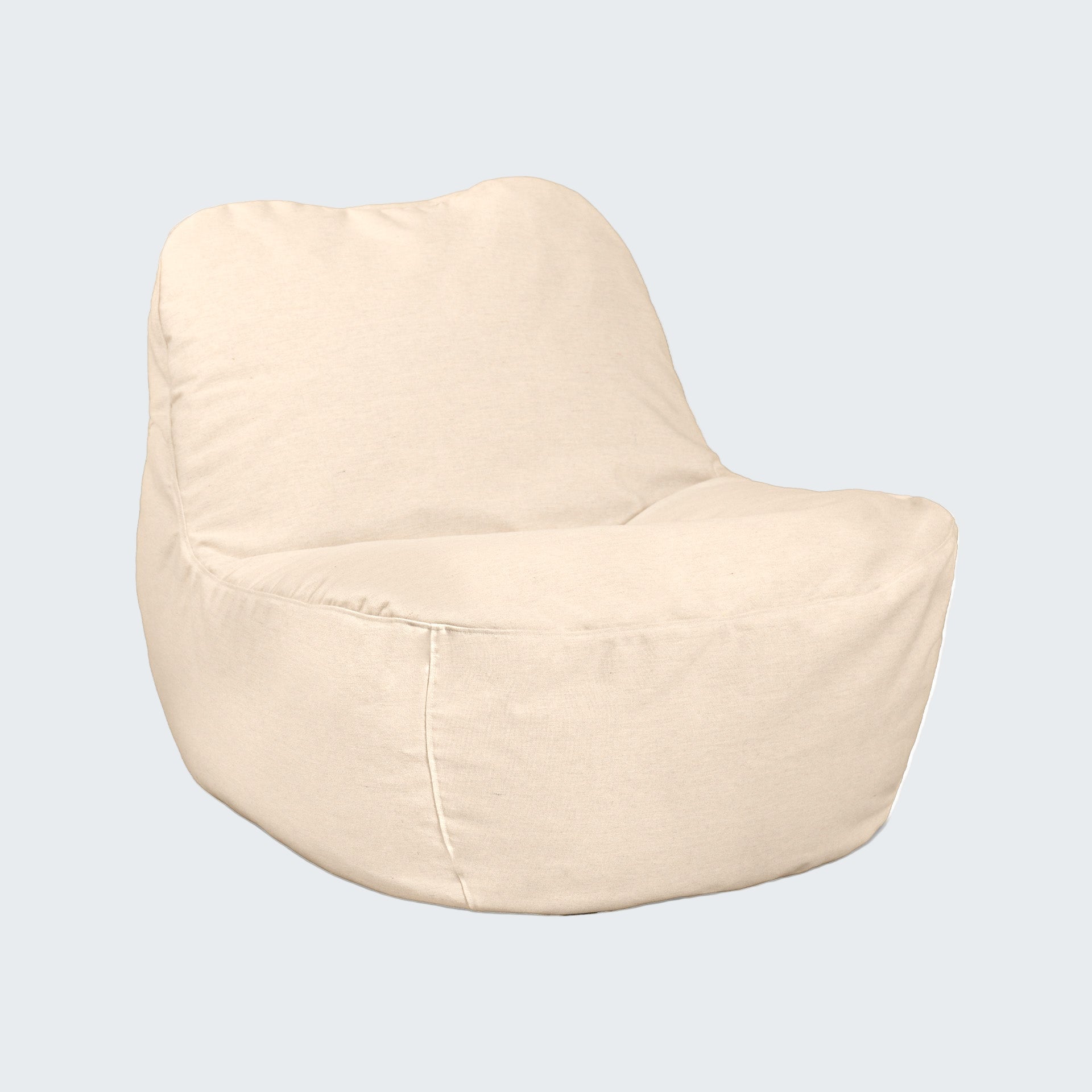Beige bean bag chair on a white background