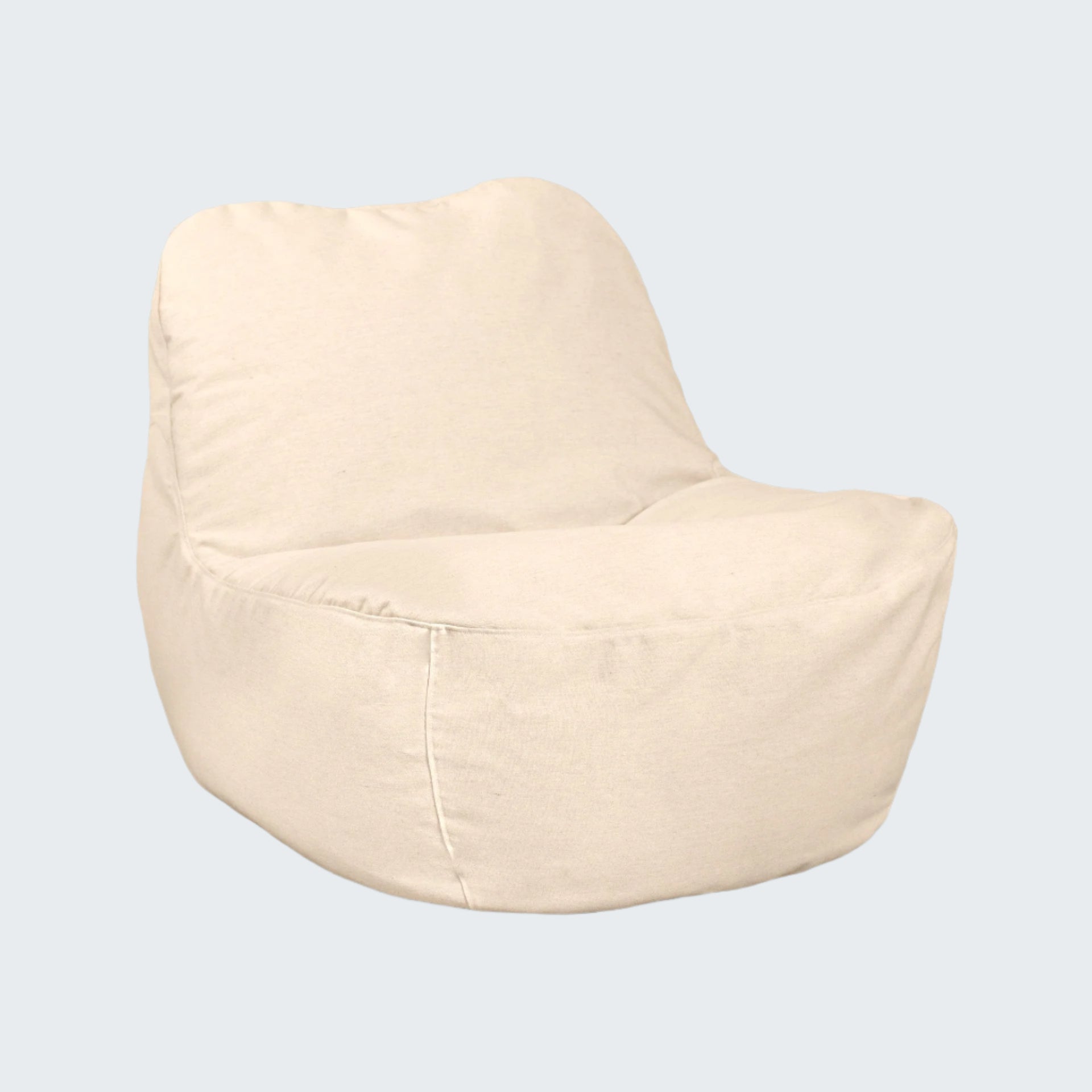Beige bean bag chair on a white background