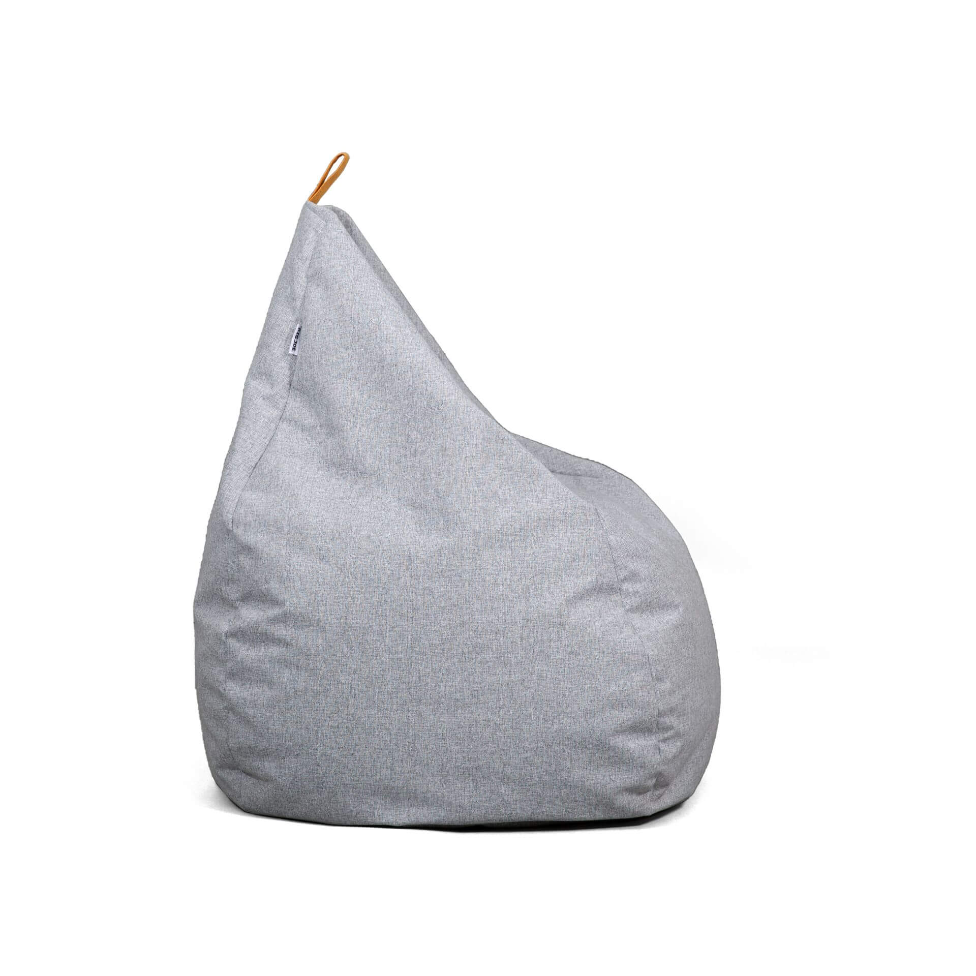 Gray bean bag chair on a white background