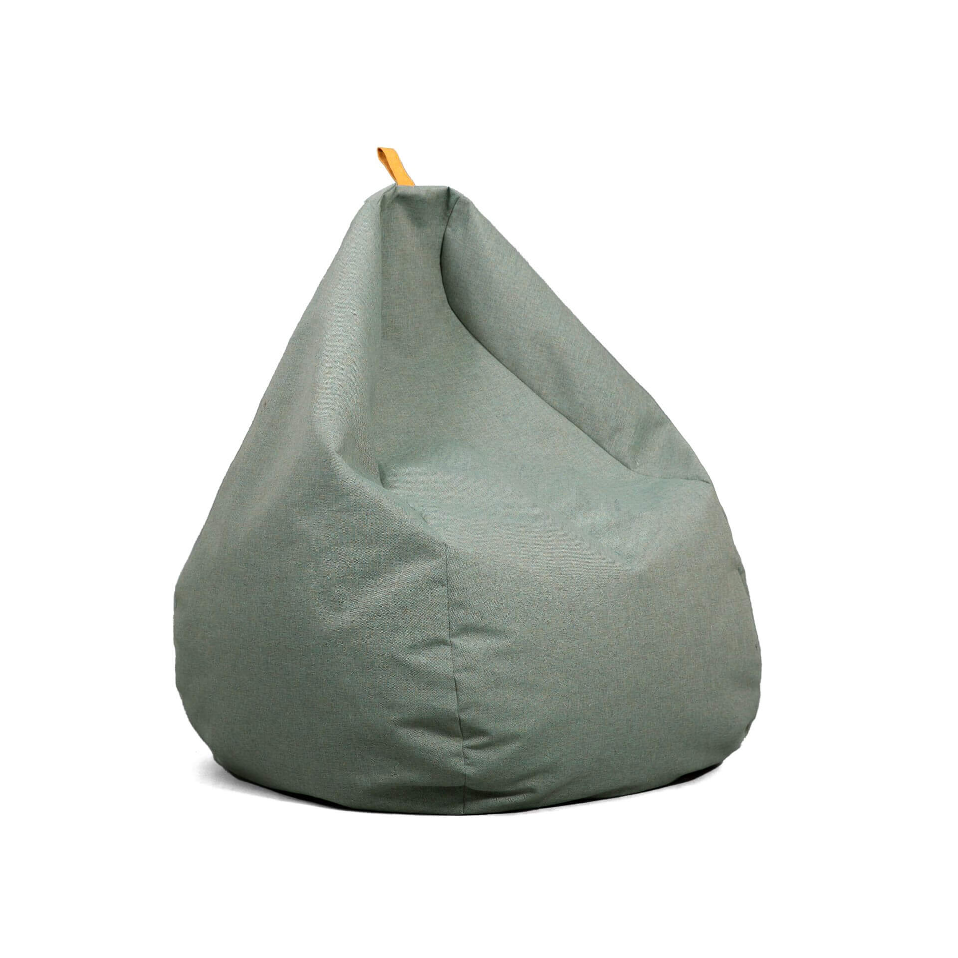 Green bean bag chair on a white background