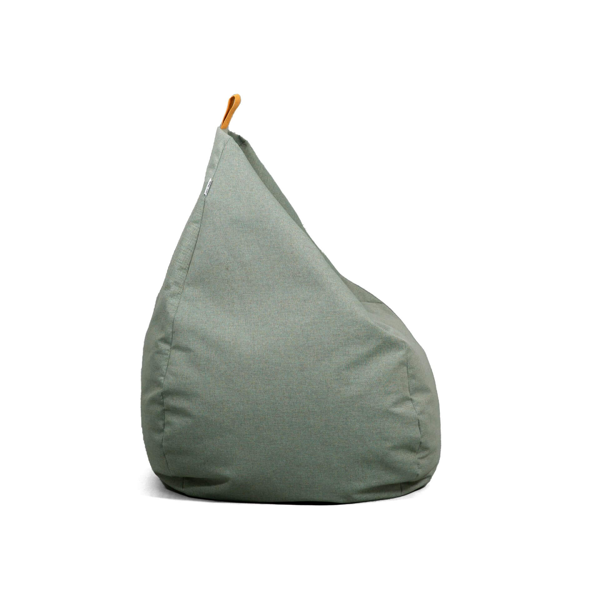 Green bean bag chair on a white background