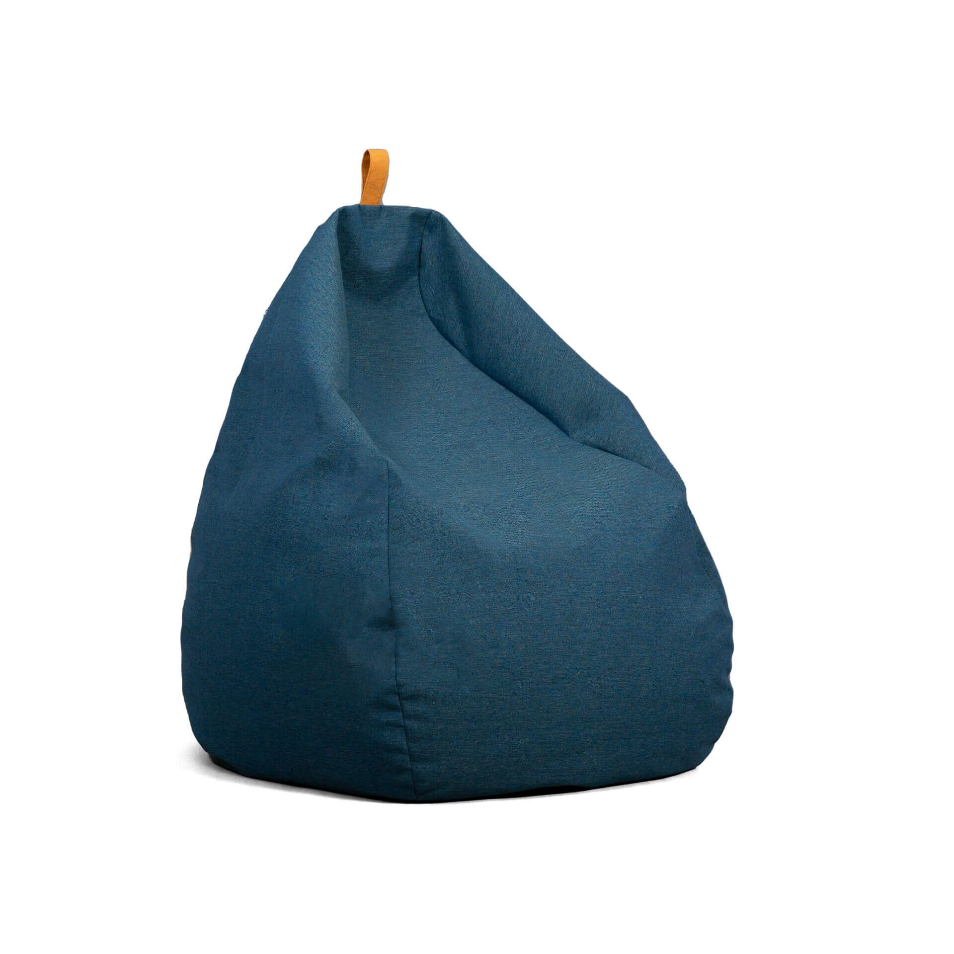 Blue bean bag chair on a white background