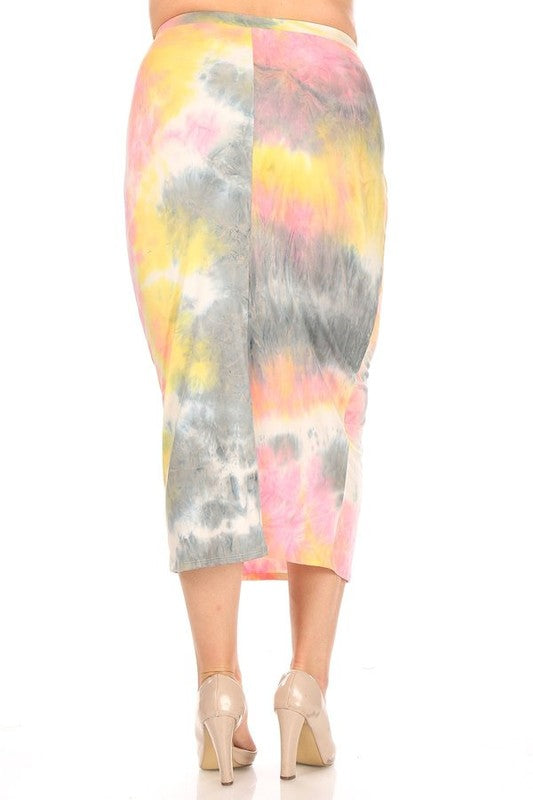 Plus Solid Midi Skirt in a Pencil Silhouette