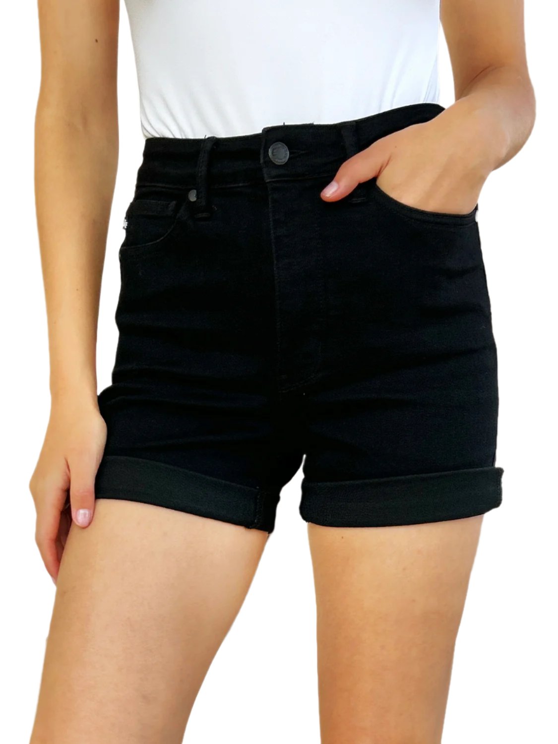 Judy Blue Full Size High Waist Tummy Control Cuffed Denim Shorts