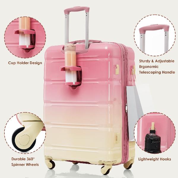 Luggage Sets 4 Piece, 20-inch with USB Port, Expandable ABS Durable