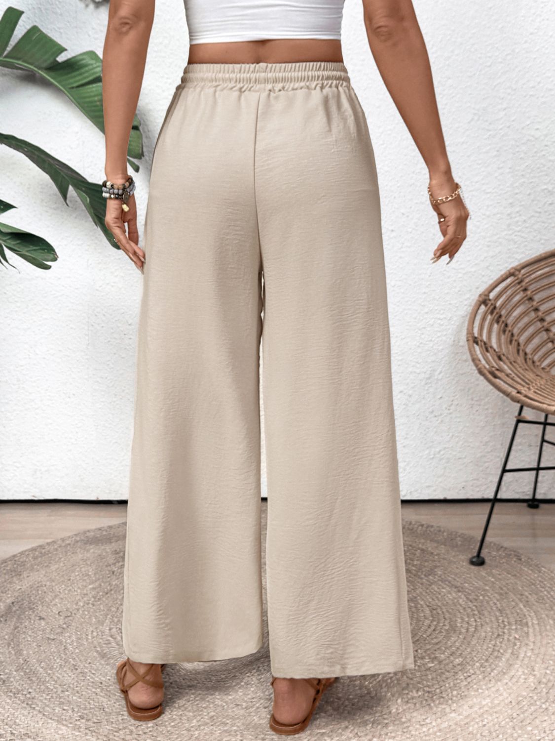 Perfee Drawstring Wide Leg Pants