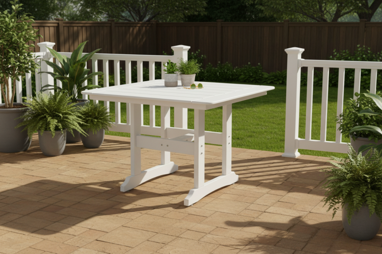 White rectangular table on a white background