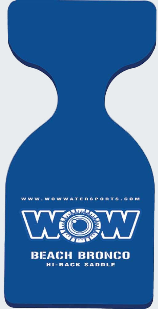Blue saddle with 'WOW' branding and text on a white background