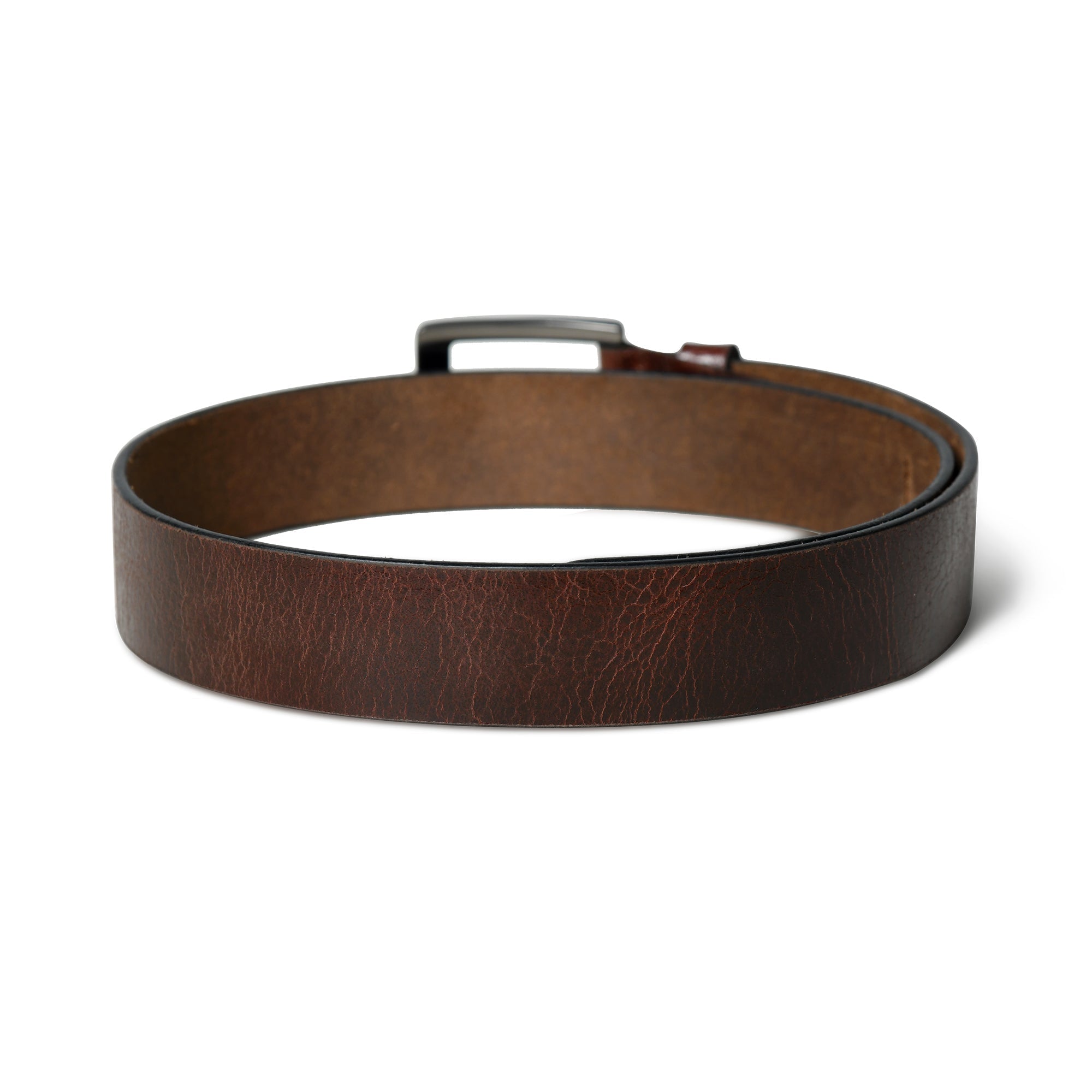 Brown leather belt on a white background