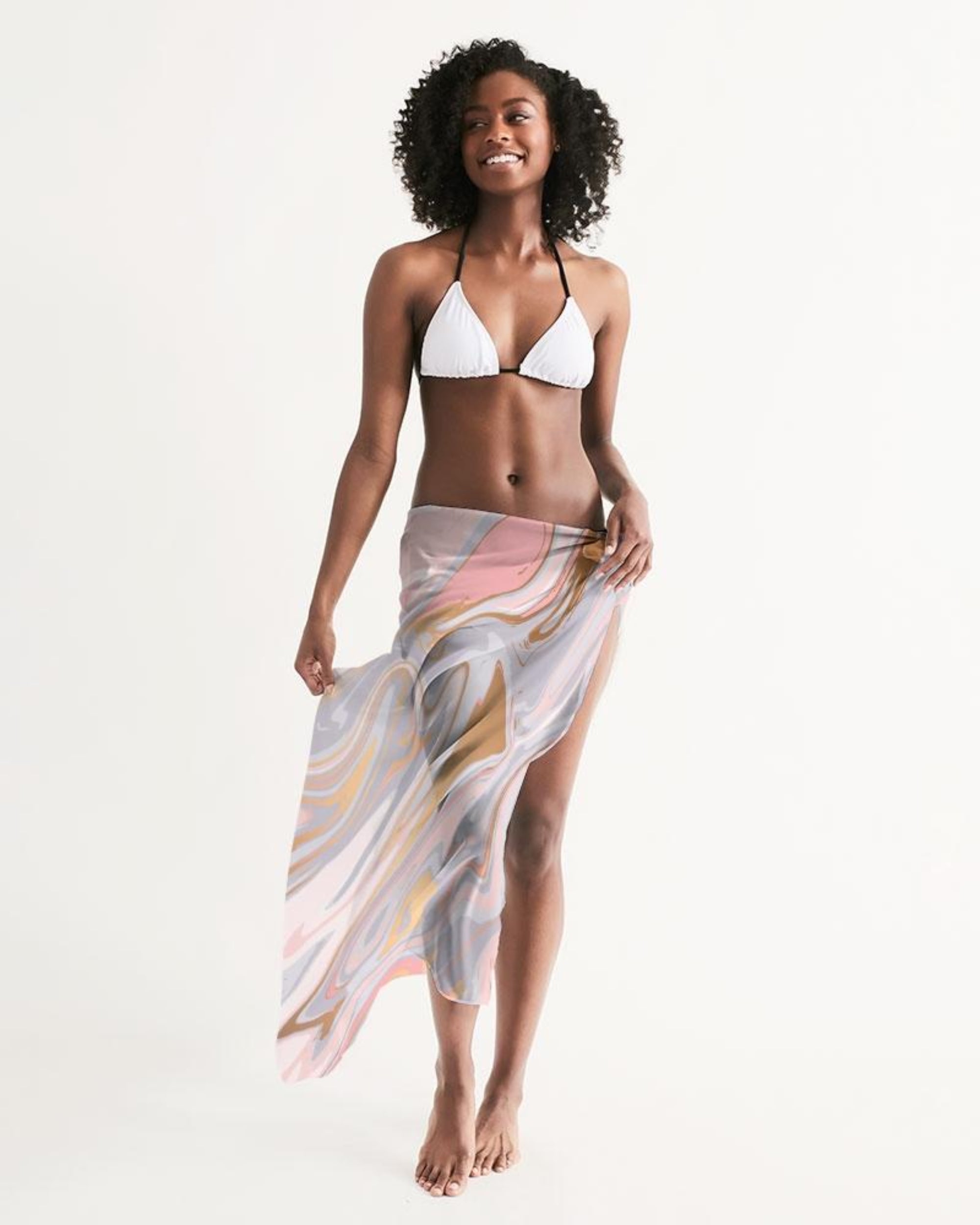 Sheer Love Marble Swimsuit Sarong