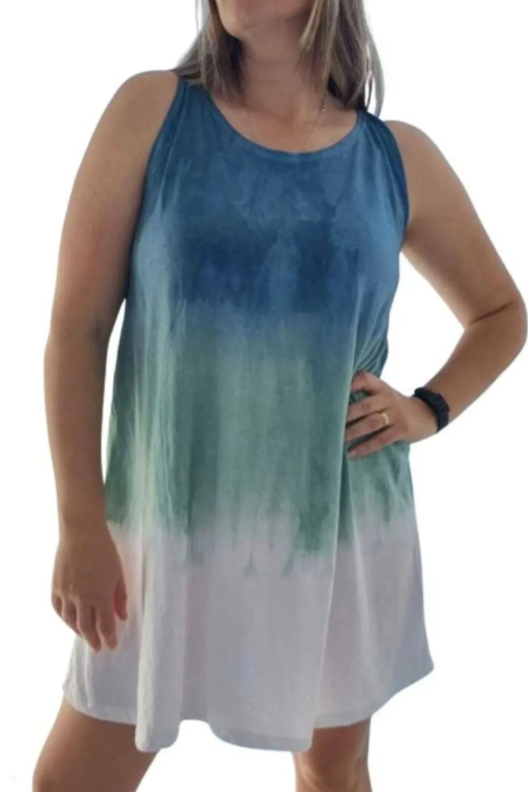 Full Size Tie-Dye Sleeveless Mini Tank Dress