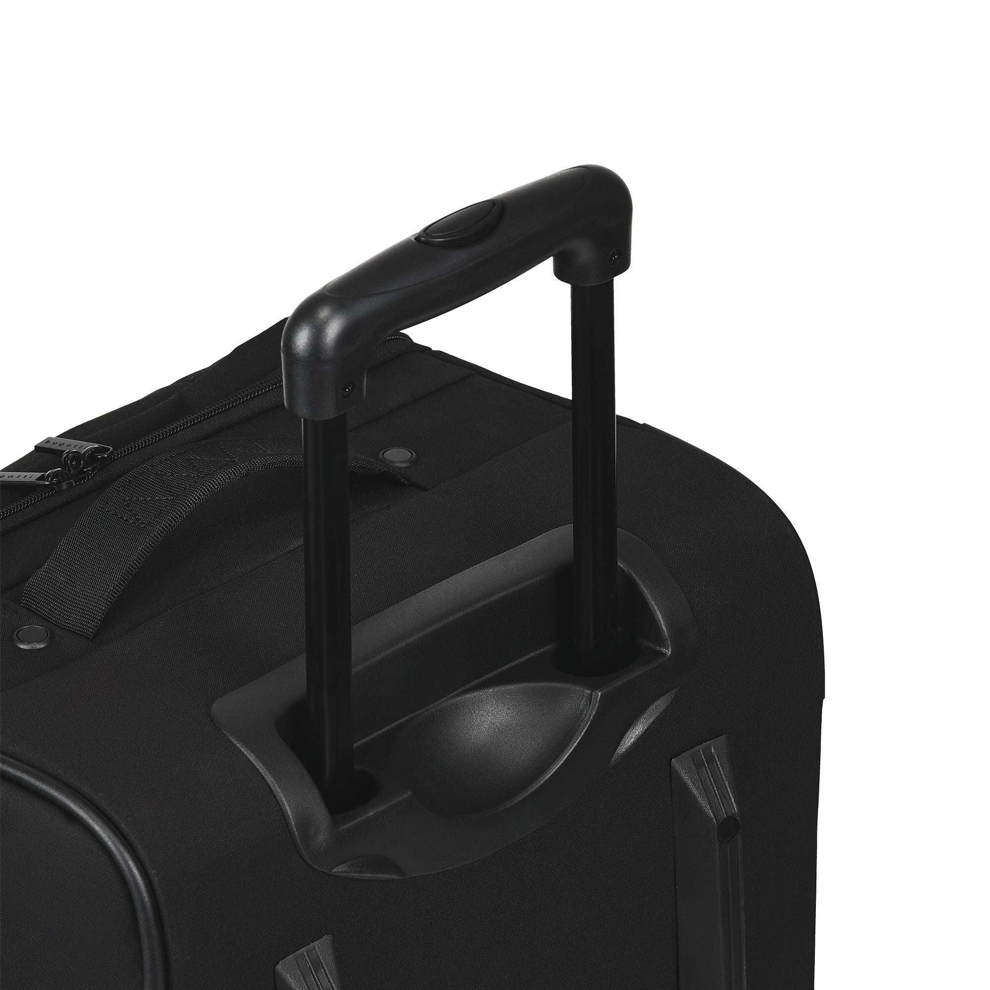 Black suitcase handle on a white background