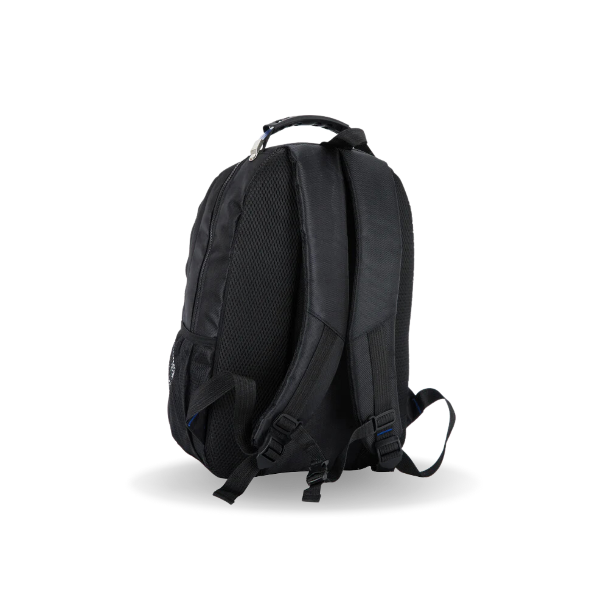 Black backpack on a white background