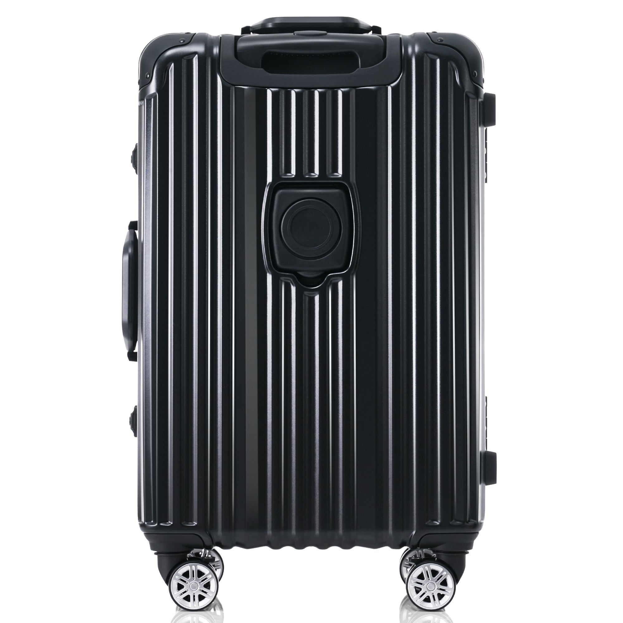 Black Aluminum Frame Luggage with USB Port Carry-On