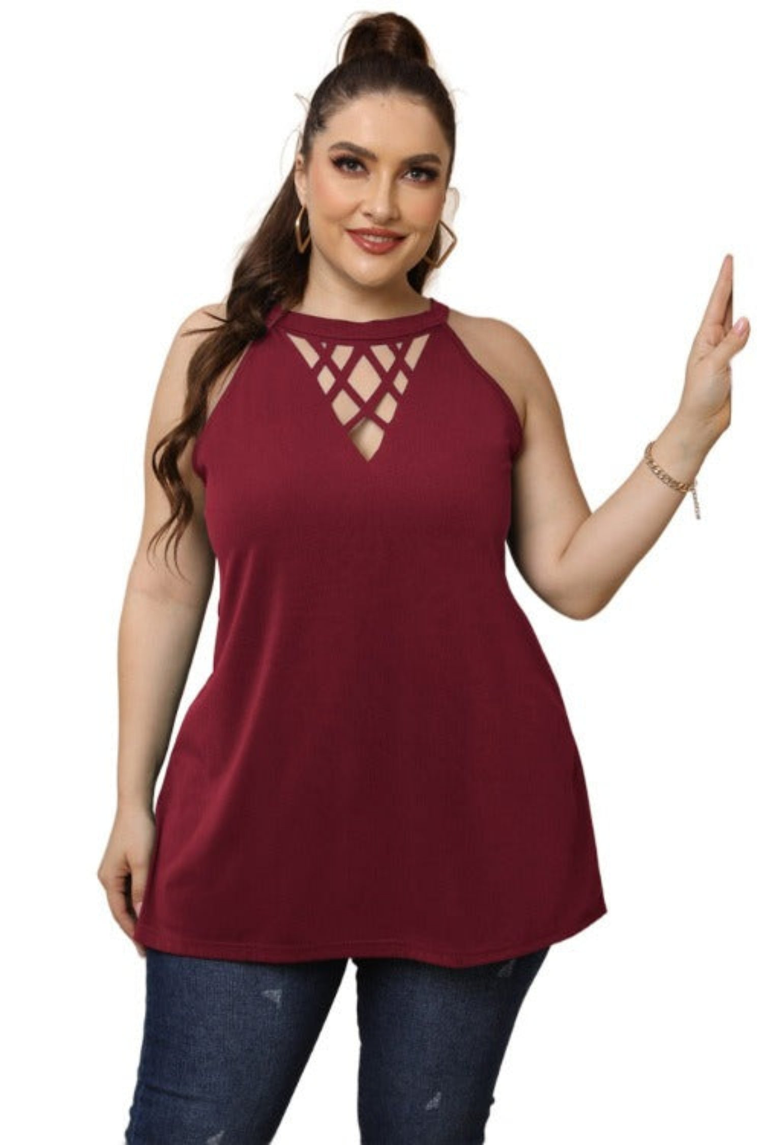 Halter Neck Cutout Sleeveless Dress