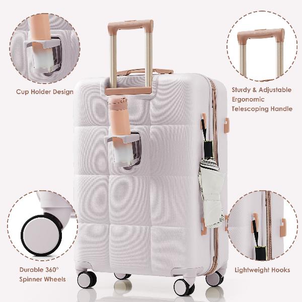 Luggage Sets 4 Piece, 20-inch with USB Port, Expandable ABS Durable