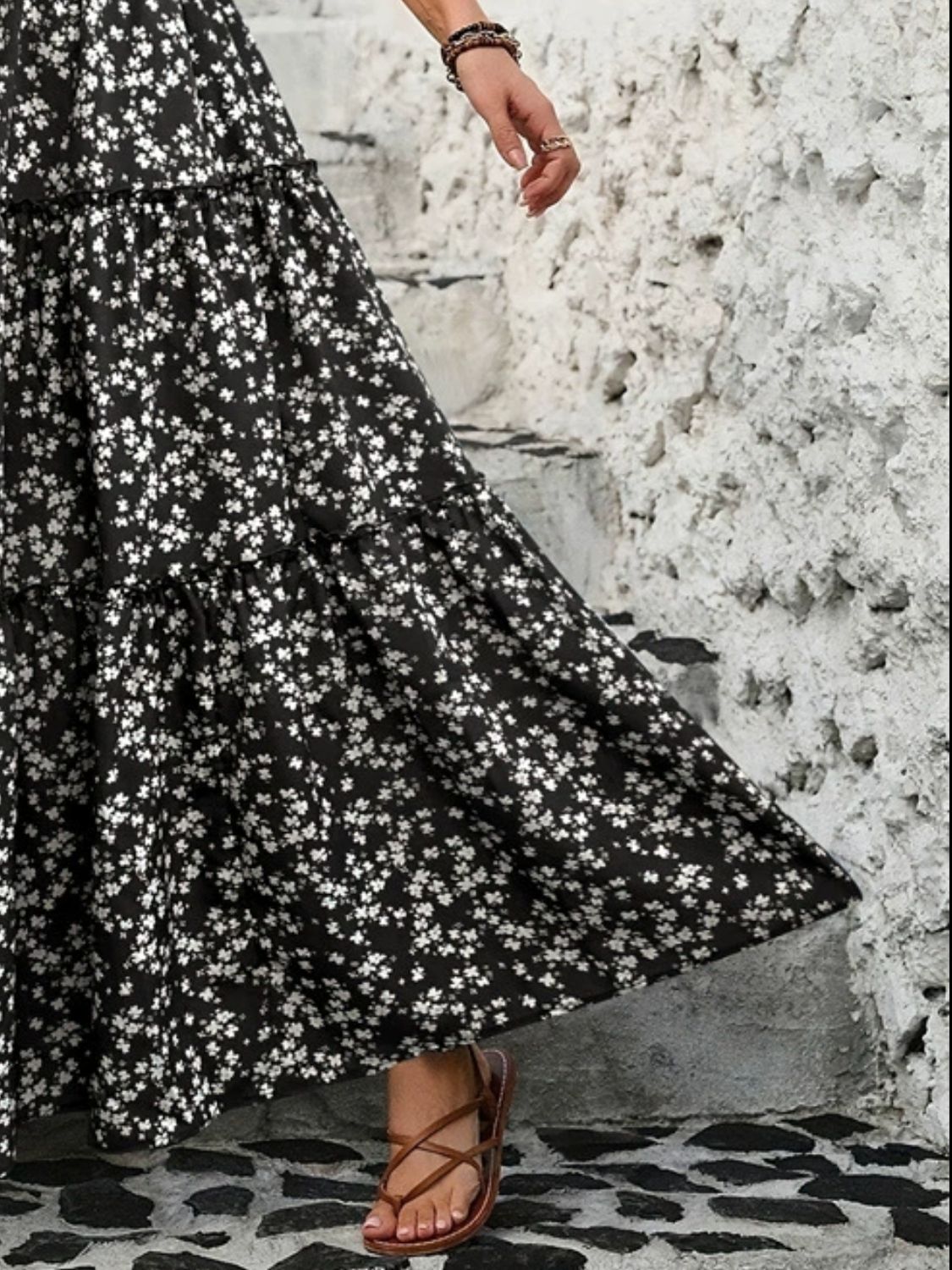 Tiered Floral Maxi Skirt