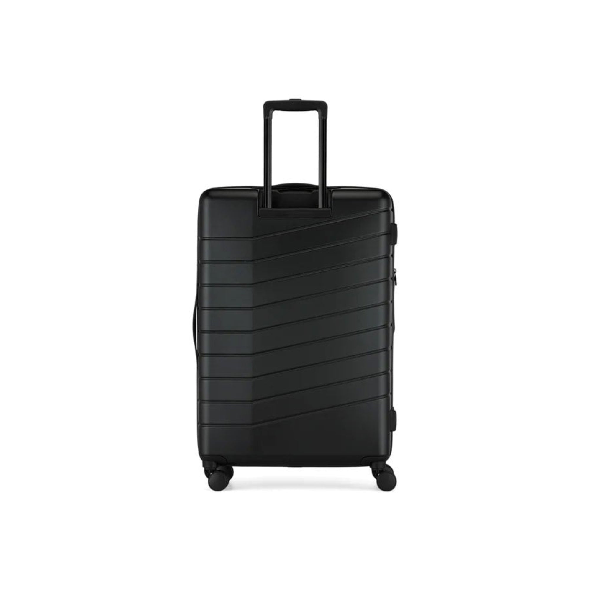 Black suitcase with a wavy design on a white background