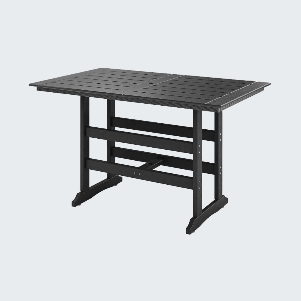Black outdoor table on a white background