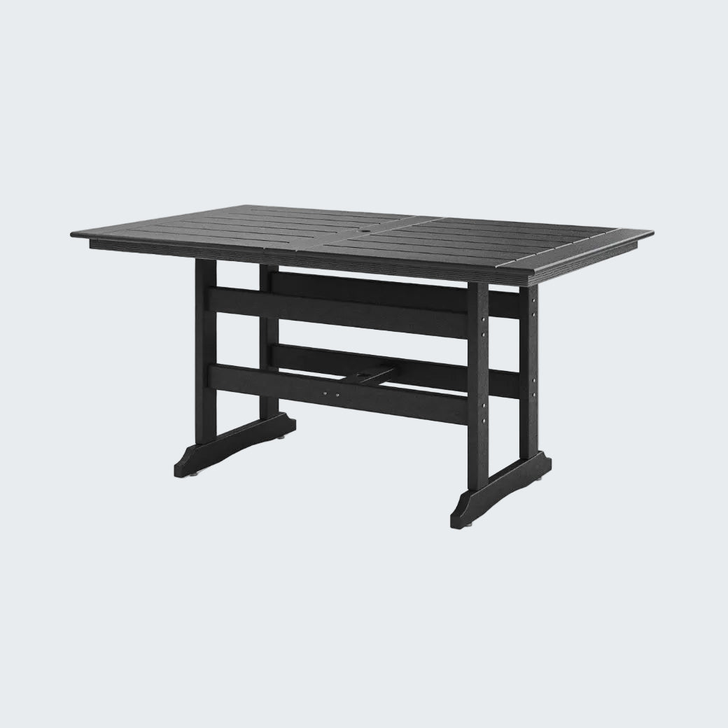 Black outdoor table on a white background