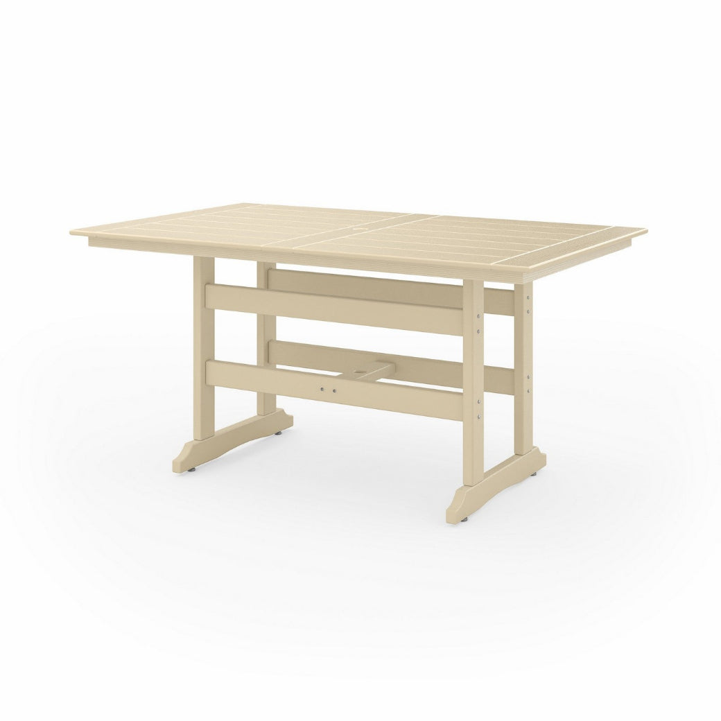 Beige wooden table on a white background