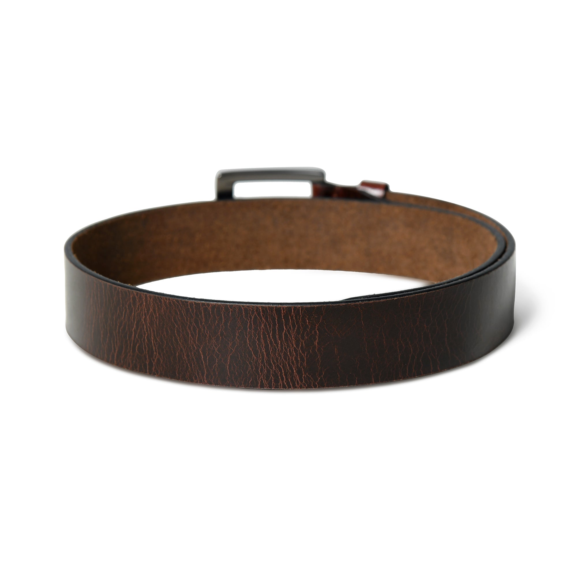 Brown leather belt on a white background