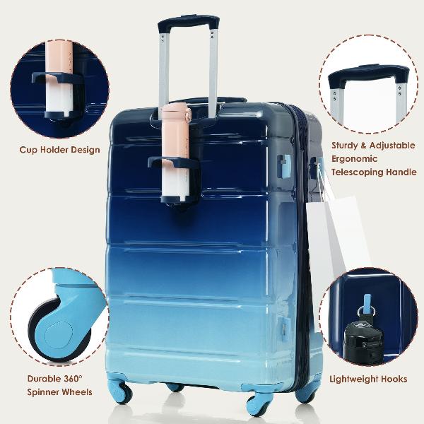 Luggage Sets 4 Piece, 20-inch with USB Port, Expandable ABS Durable