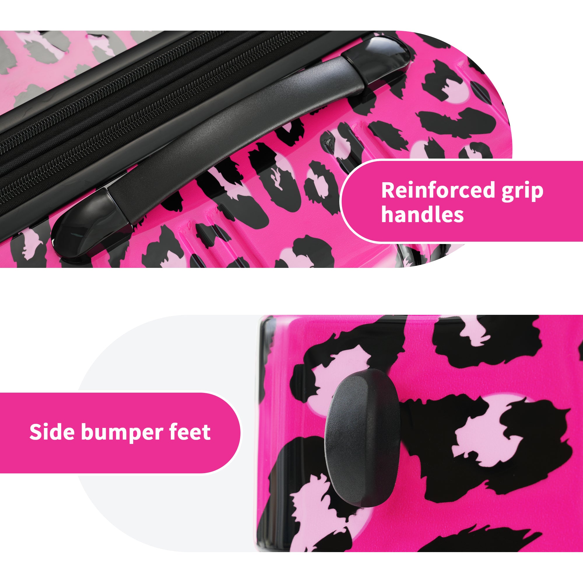 Hot Pink Three Piece Hardshell Luggage Set with TSA Lock 