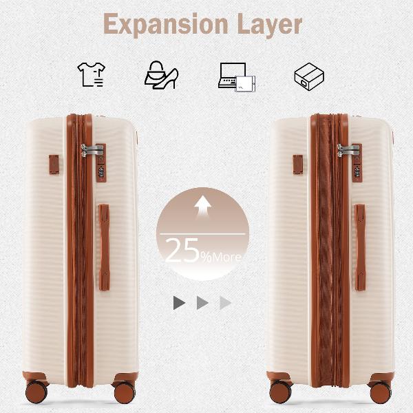 Luggage Sets 4 Piece, Expandable PP Lightweight Suitcase with Travel