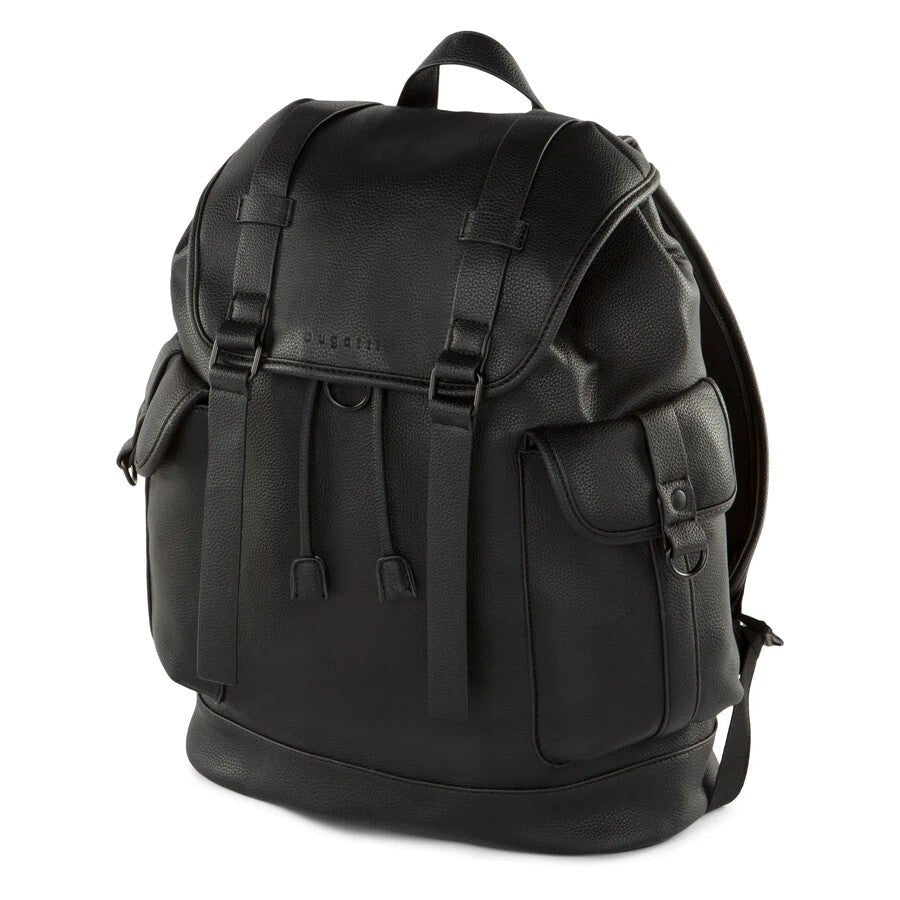 Black backpack on a white background