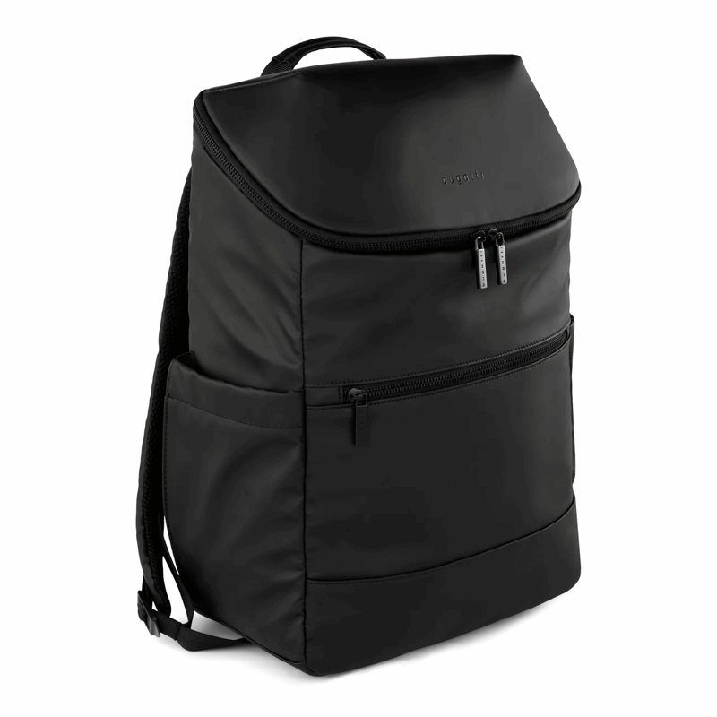 Black backpack on a white background