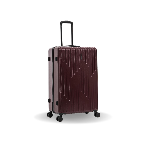 Brown suitcase with a textured surface on a white background