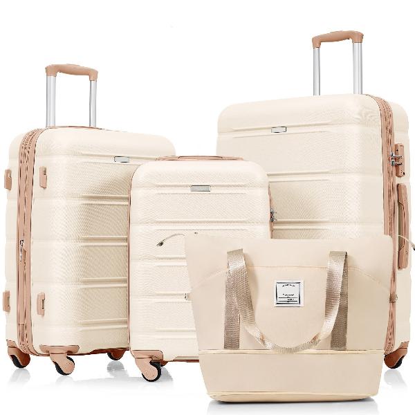 Four Piece Expandable ABS Durable Luggage Set with USB