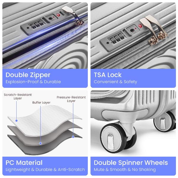 Luggage Sets 3 Piece(20/24/28), Expandable Carry On Luggage with TSA