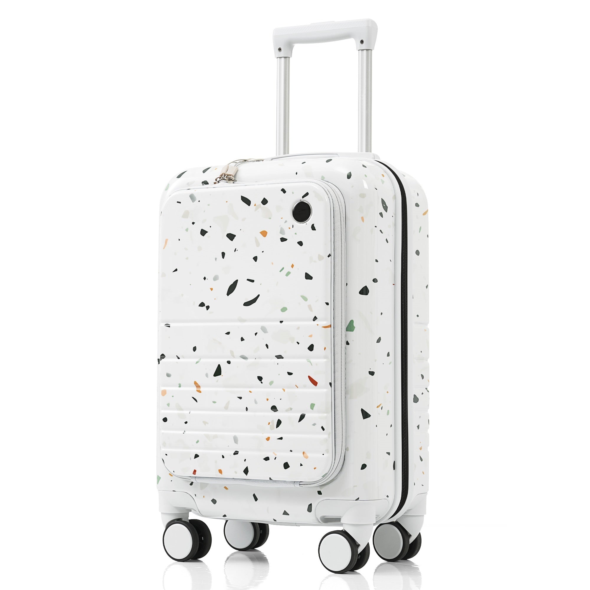 Polka Dot with Front Opening Design Airline Certified Carry on Luggage with Cup Holder