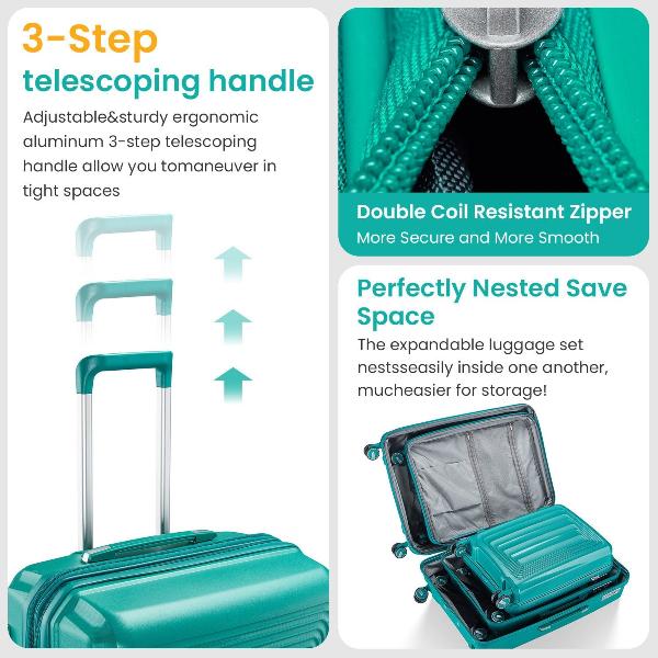 Hard Shell Four Piece Luggage Set( with TSA Lock