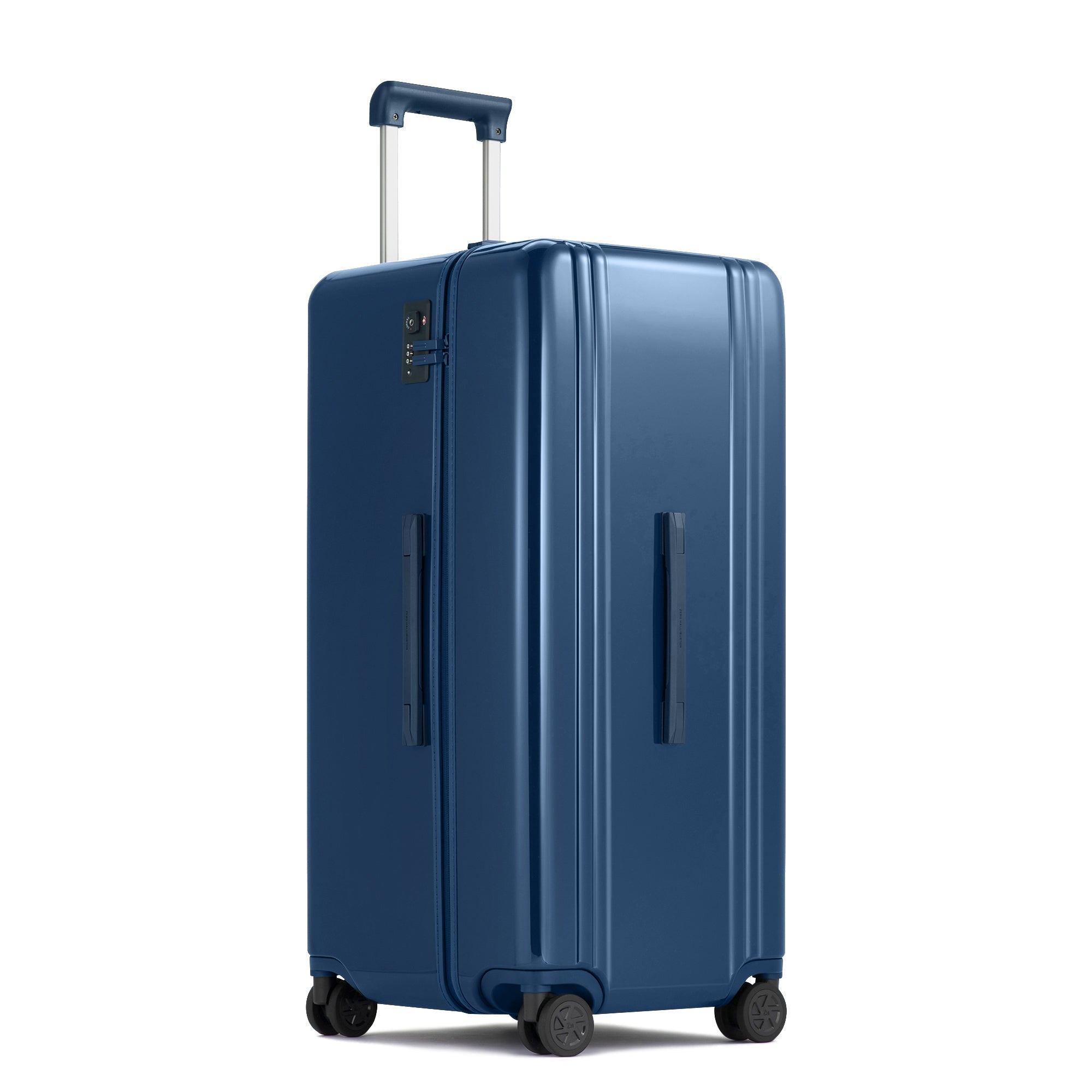 Blue suitcase on a white background