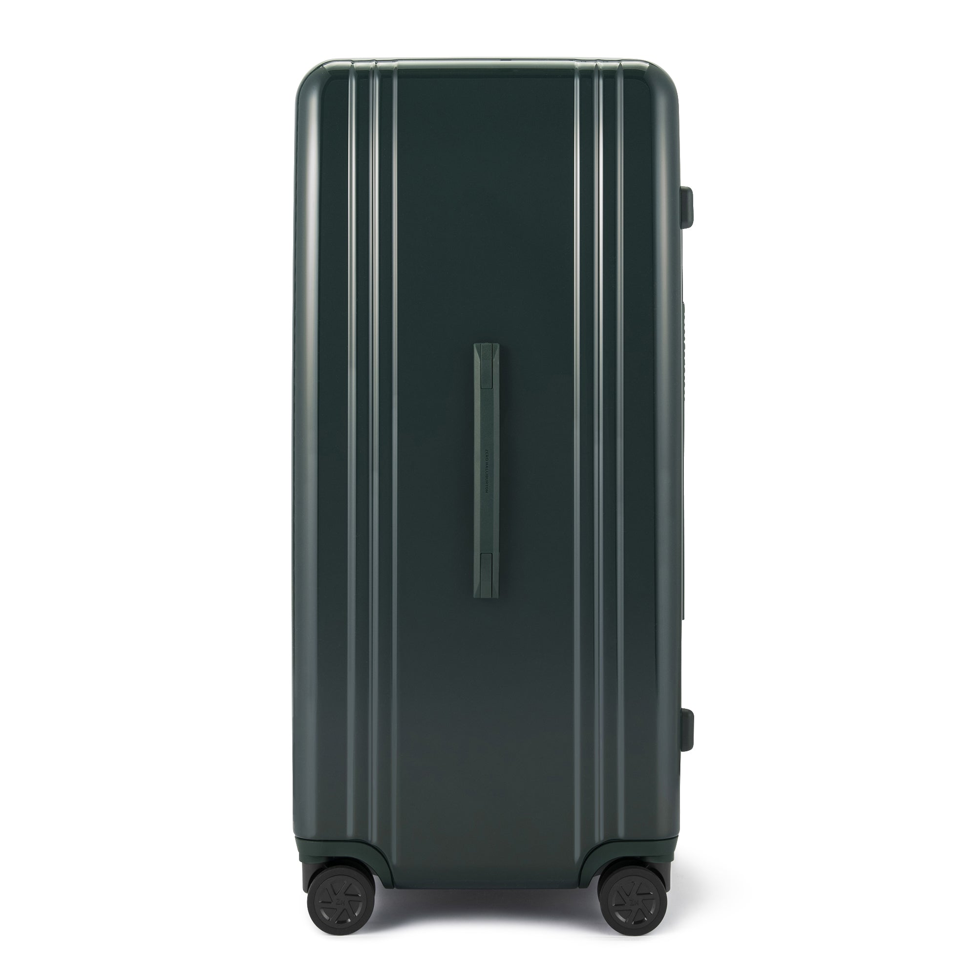 Black suitcase with a handle on a white background