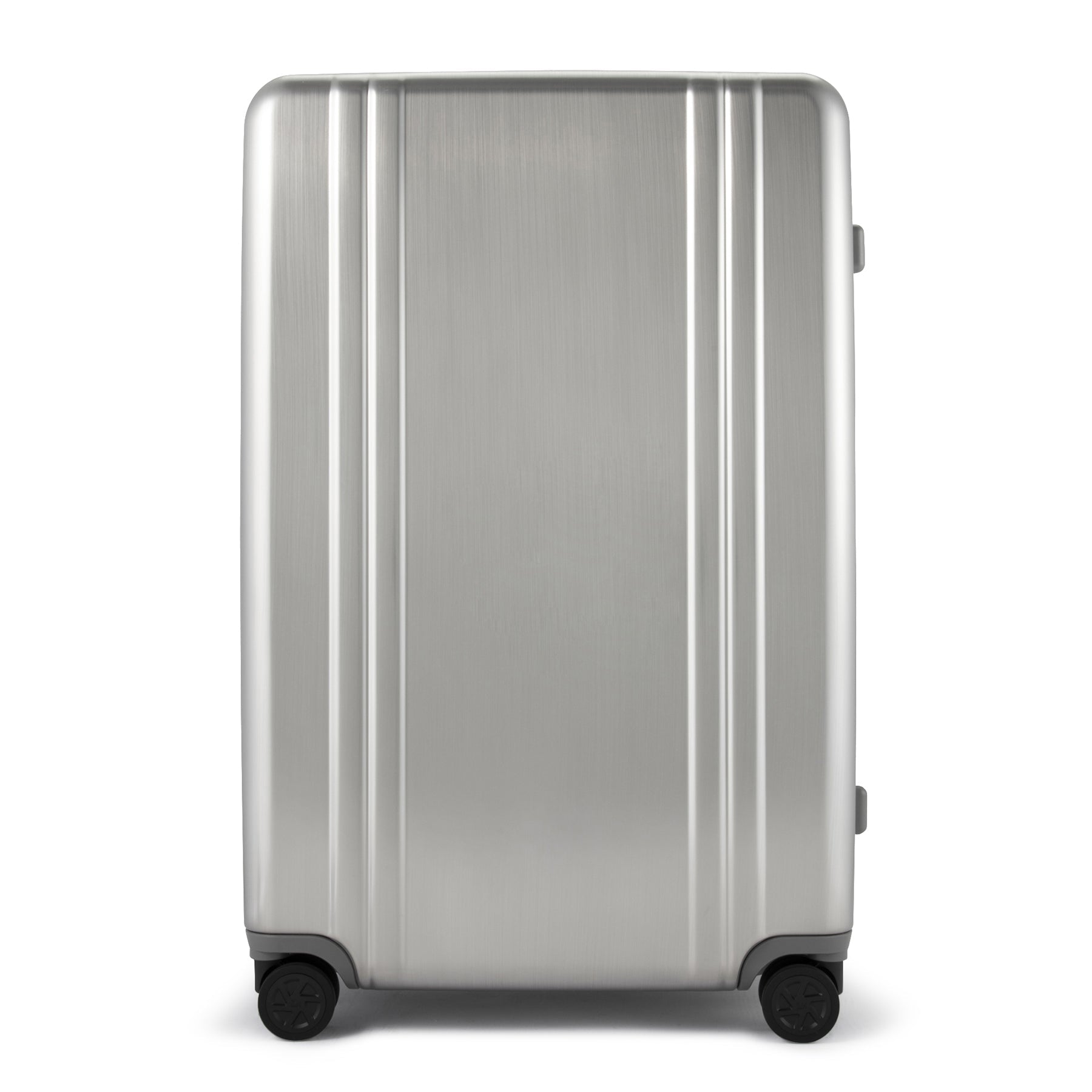 Silver suitcase on a white background