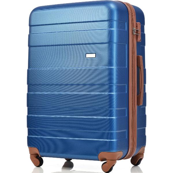 Blue Expandable ABS Hardshell Three Piece Luggage Set