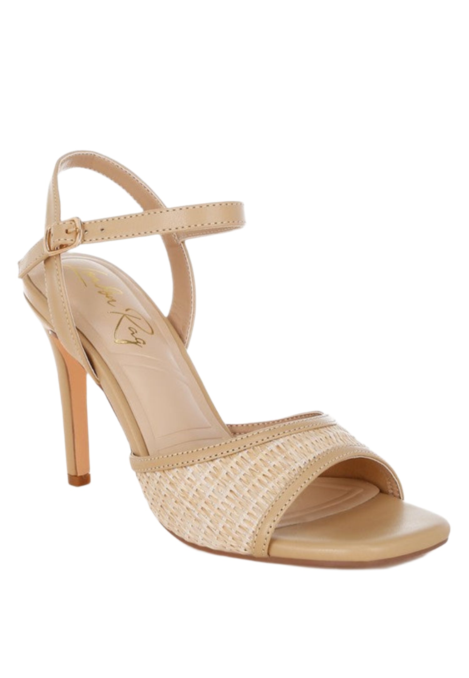 Vilasta Raffia Square Toe Stiletto Heels