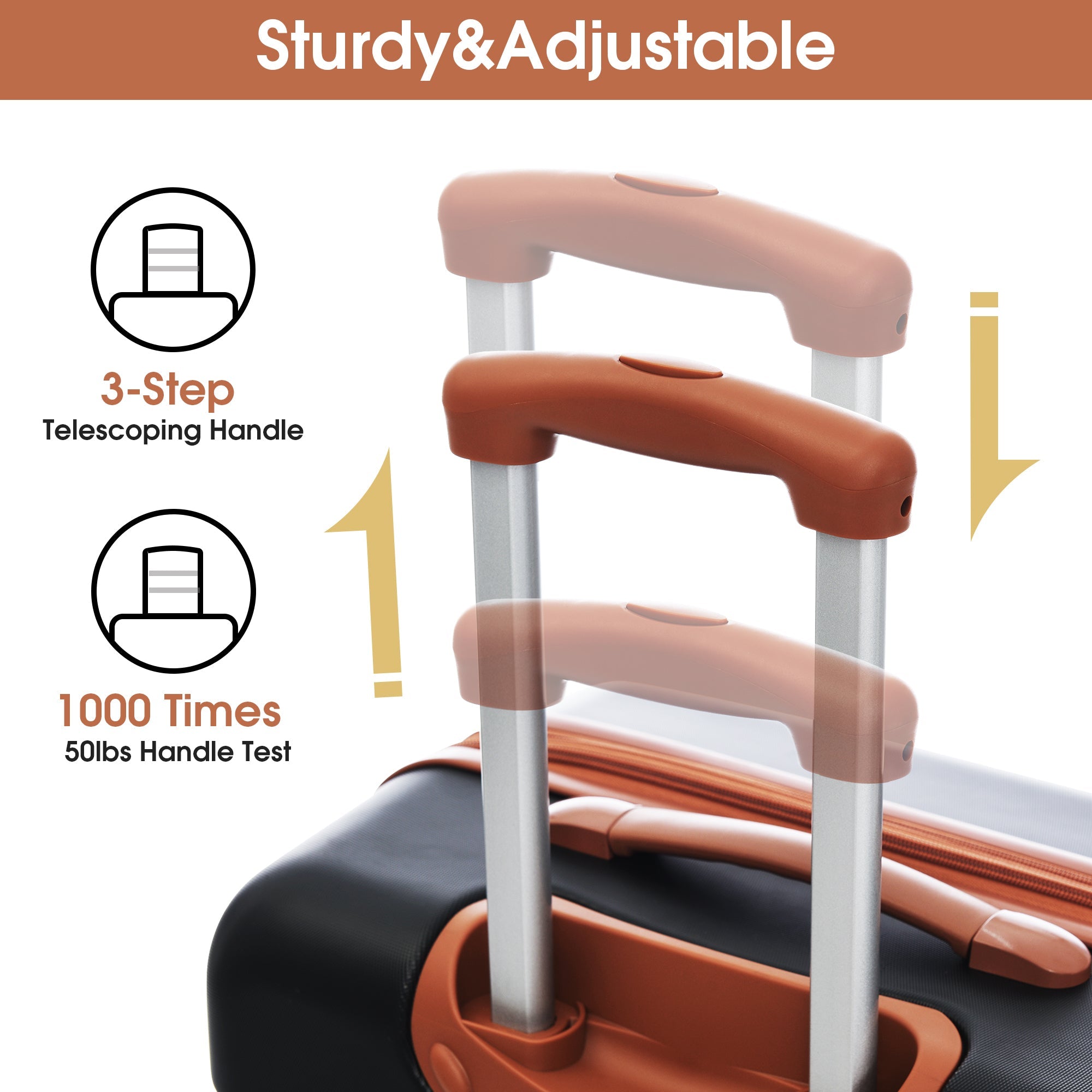 Black and Brown Hardshell Luggage Set