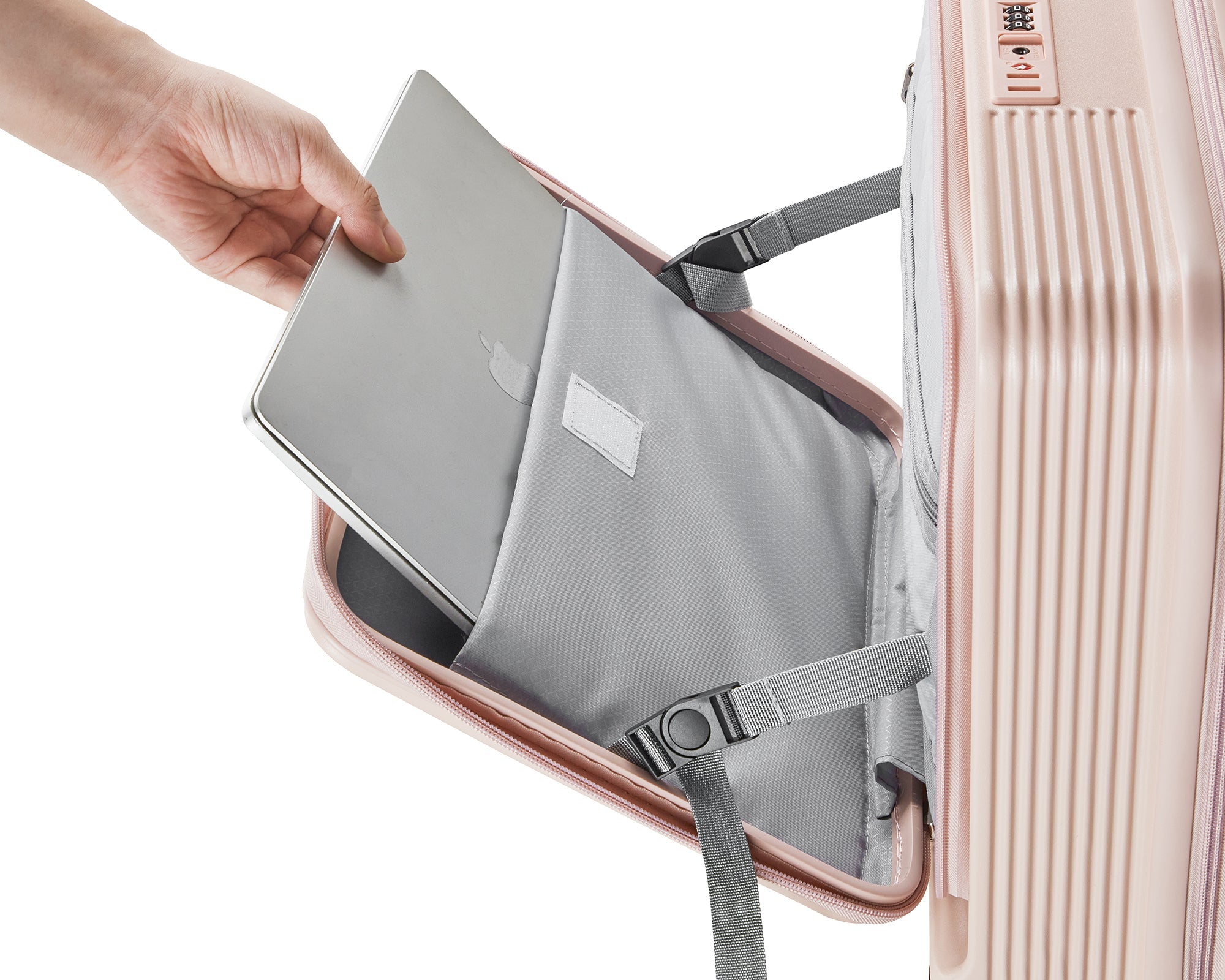 Pink Carry On Luggage with Front Open Door and Laptop Interlayer